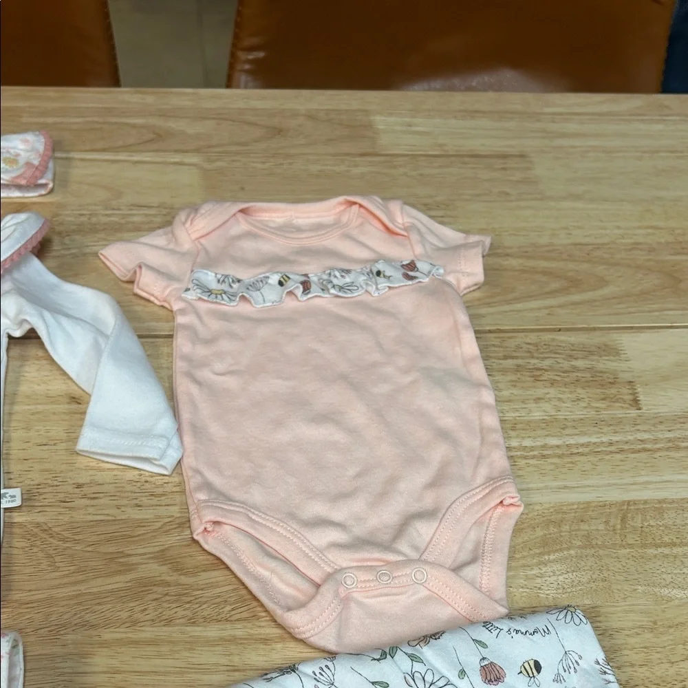 Baby Girls Pink and White Floral & chicken Two-Piece Set